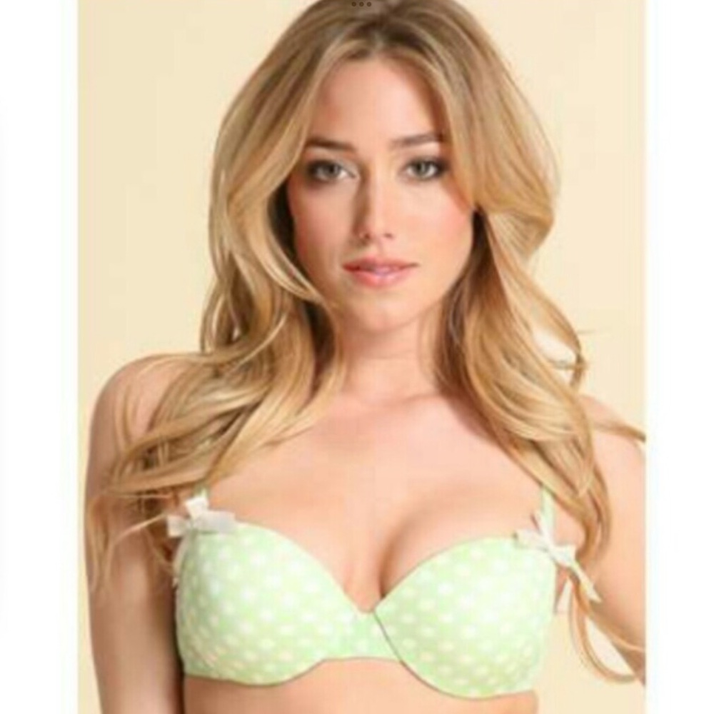 B. Tempt’d By Wacoal Polka Dotted Push Up Bra Lime Green 32C - Picture 2 of 16